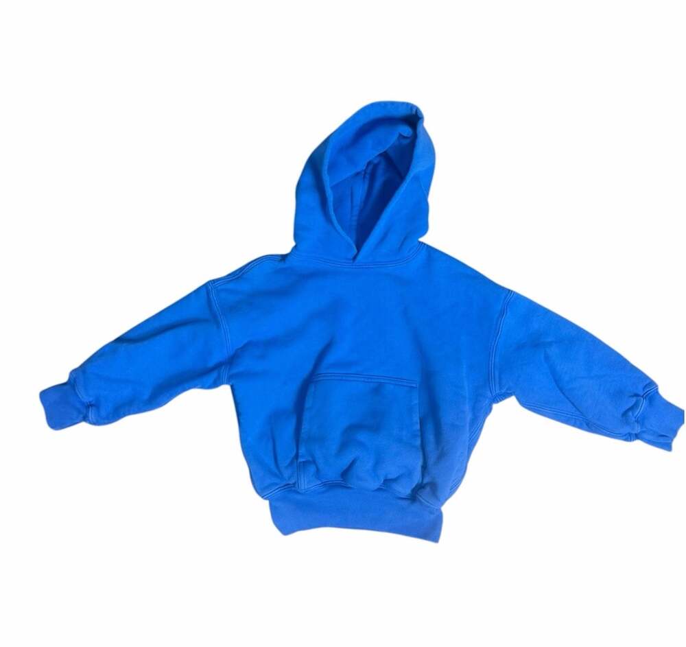 Yeezy x Gap Kid's XS Blue Pullover Perfect Double Layered Boxy Hoodie EUC